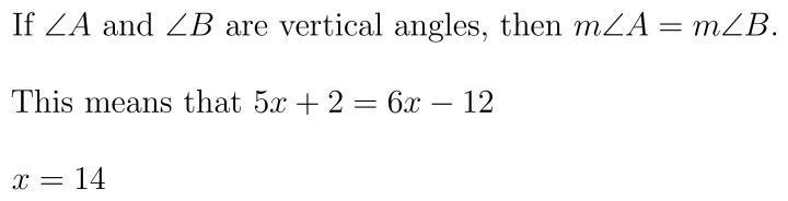 ∠A and \angle B∠B are vertical angles. If m\angle A=(5x+2)^{\circ}∠A=(5x+2) ∘ and-example-1