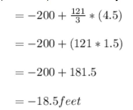 A diver begins at sea level and dives down 200 feet. He ascends at a steady rate of-example-1