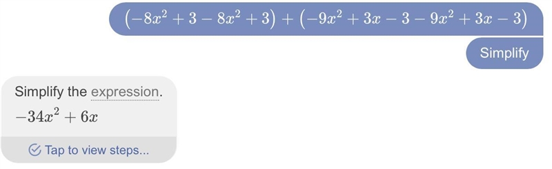 Find the sum of − 8 x 2 + 3 −8x 2 +3 and − 9 x 2 + 3 x − 3 −9x 2 +3x−3-example-1