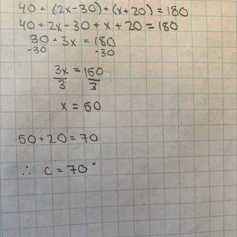 Find the value of x, then answer the question below. What is the measure of angle-example-1