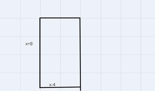 A rectangular garden has a length of x + 8 units and a width of x - 4 units. Draw-example-1