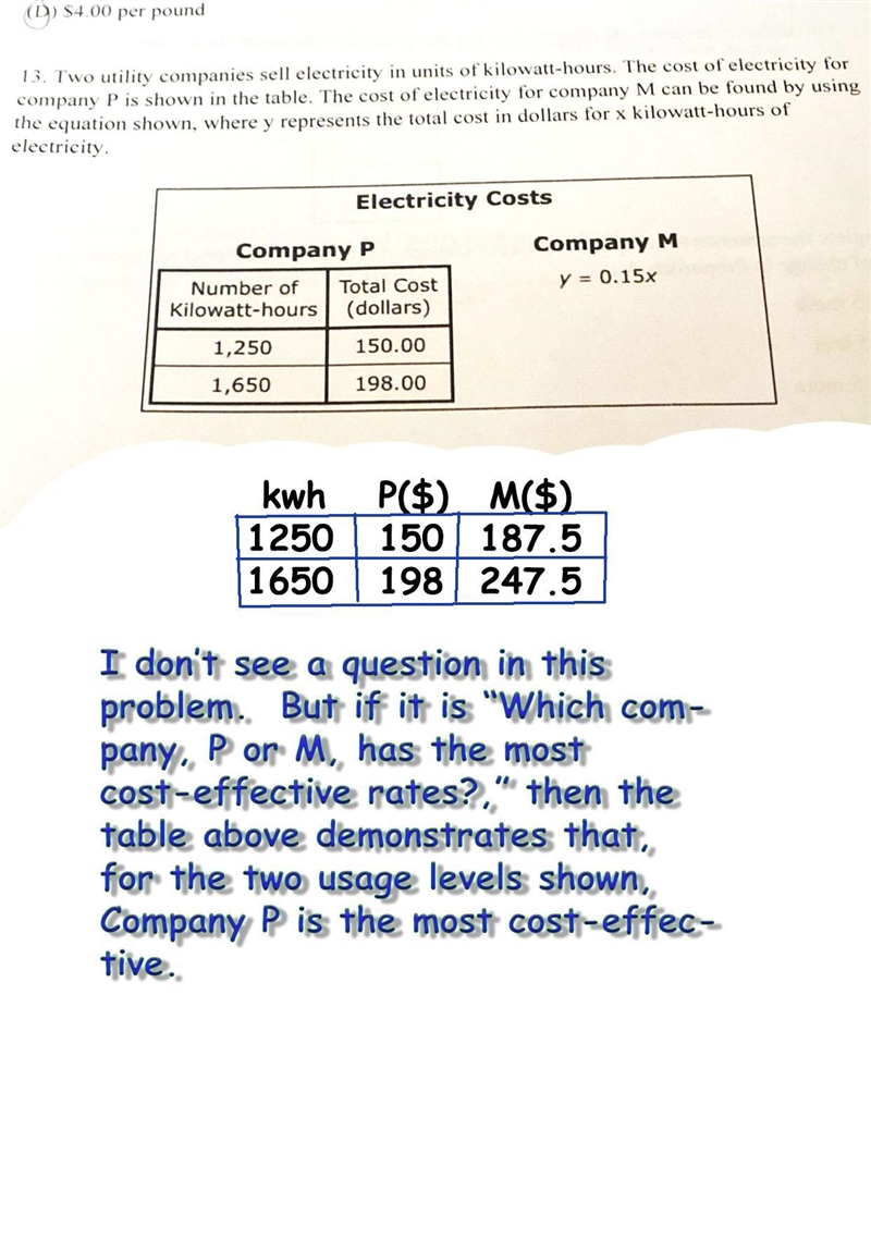 13. Two utility companies sell electricity in units of kilowatt-hours. The cost of-example-1