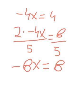 Beginning with the equation -4x=4, write the new equation produced by multiplying-example-1