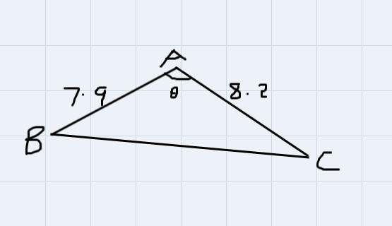 the area of a triangle is 27 . two of the lengths are 8.2 and 7.9 and the included-example-1