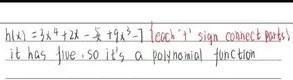 H(x)=3x^4+2x-5/x+9x^3-7 is it polynomial? If so write in standard form, degree, type-example-1