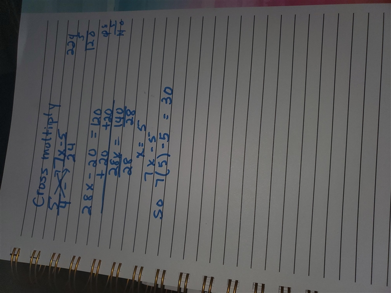 In the figures below show a similar shape, how long is the side 7x - 5 ?-example-1