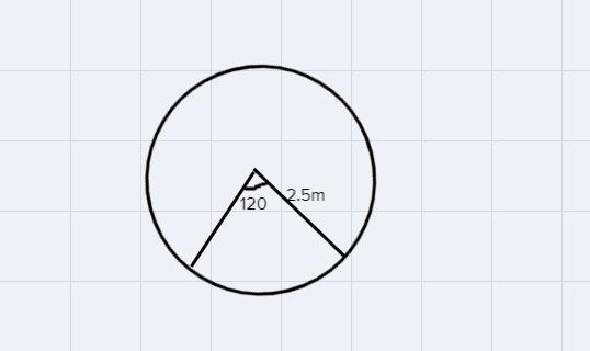 Find the length of the arc on a circle with radius 2.5 meters intercepted by a central-example-1