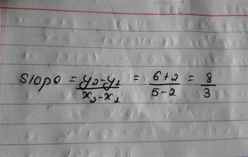 What is the slope of a line that goes through (2, -2) and (5, 6) 8/3 4/3 3/4 3/8-example-1