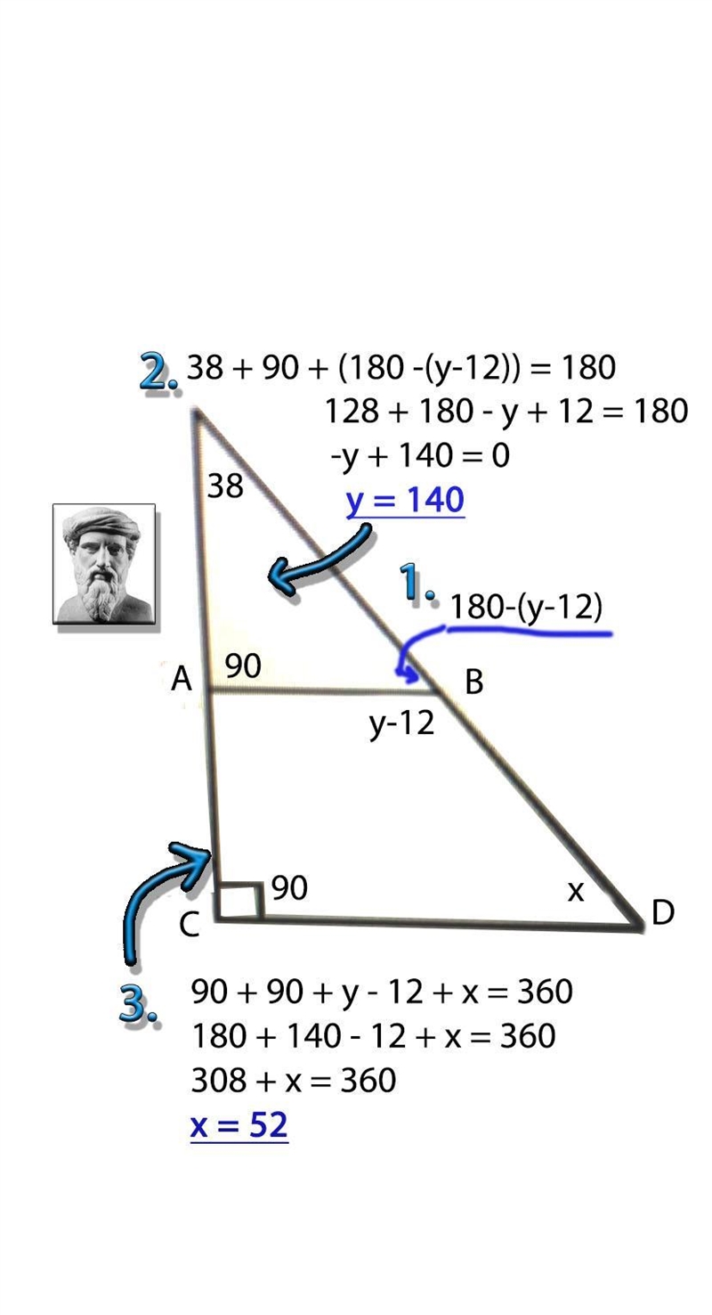 PLZ HELP In the figure, AB || CD. What are the values of x and y?-example-1