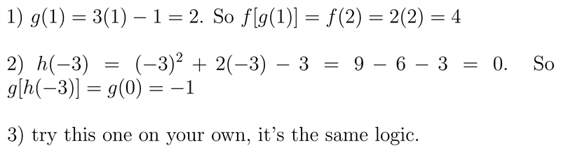 Use f(x) = 2x g(x) = 3x - 1 h(x) 2 + 2x - 3 then find each value.-example-1