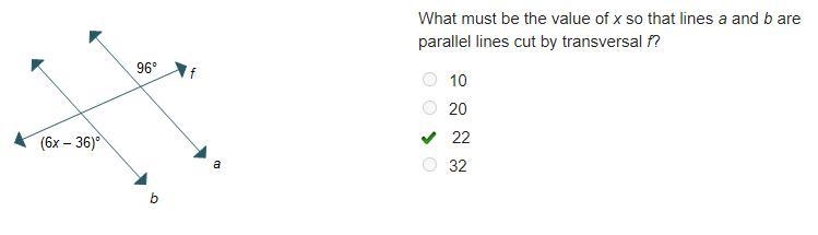 What must be the value of x so that lines a and b are parallel lines cut by transversal-example-1