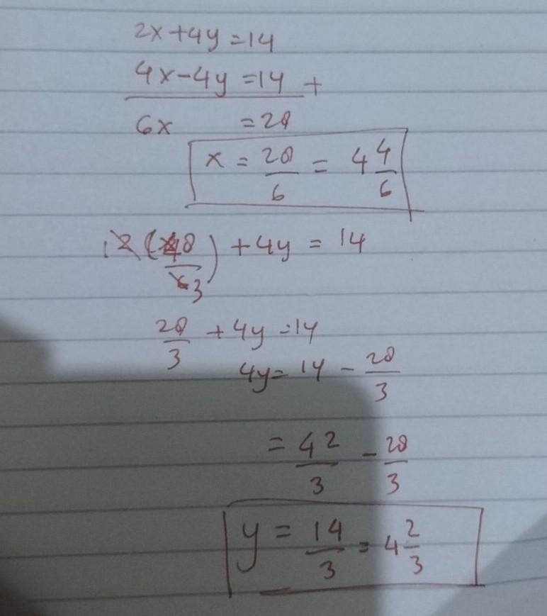 2x + 4y = 14 4x - 4y = 14-example-1