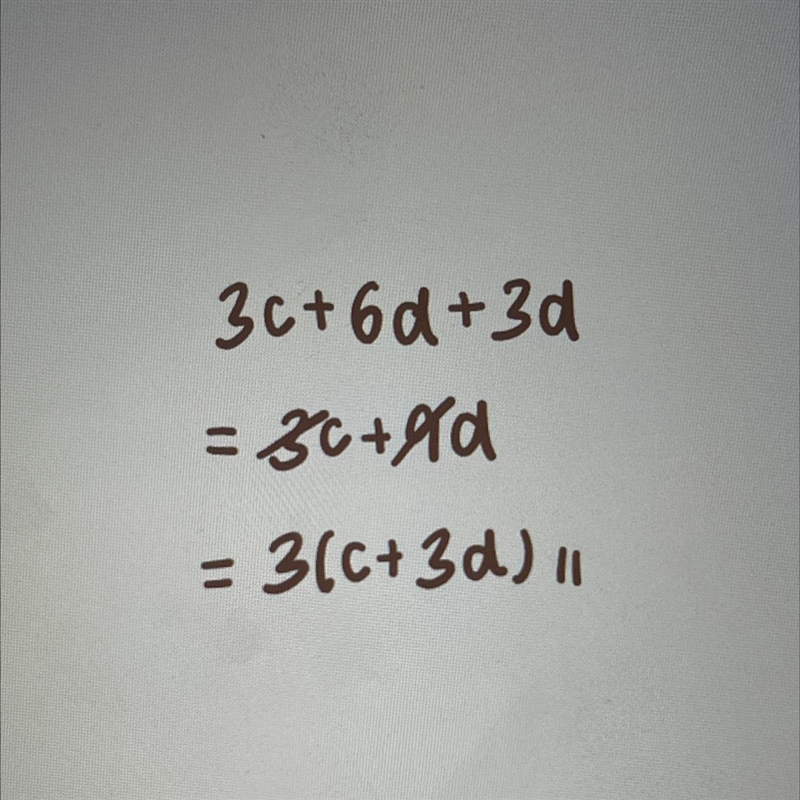 Simplify. 3c + 6d + 3d = ?-example-1