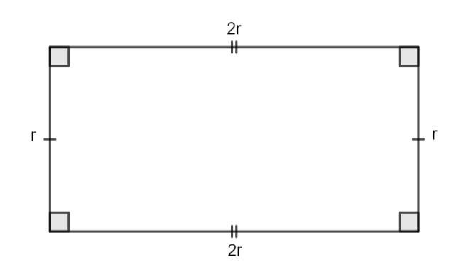 Construct a rectangle with length twice the width and width equal to r.-example-1