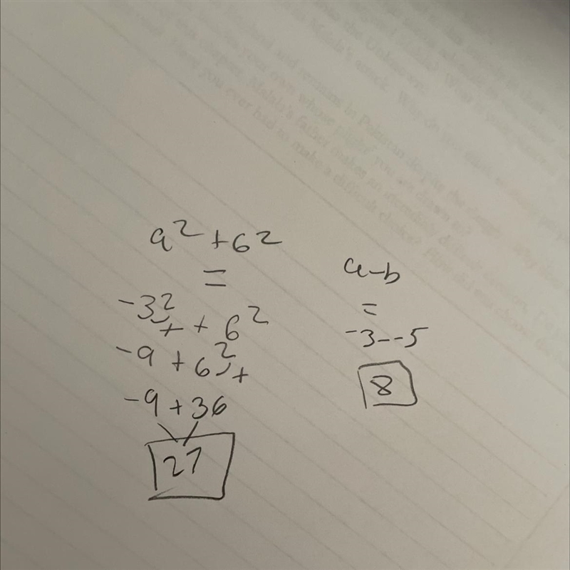 2 a² +6² a-b if a = -3 and b = -5-example-1