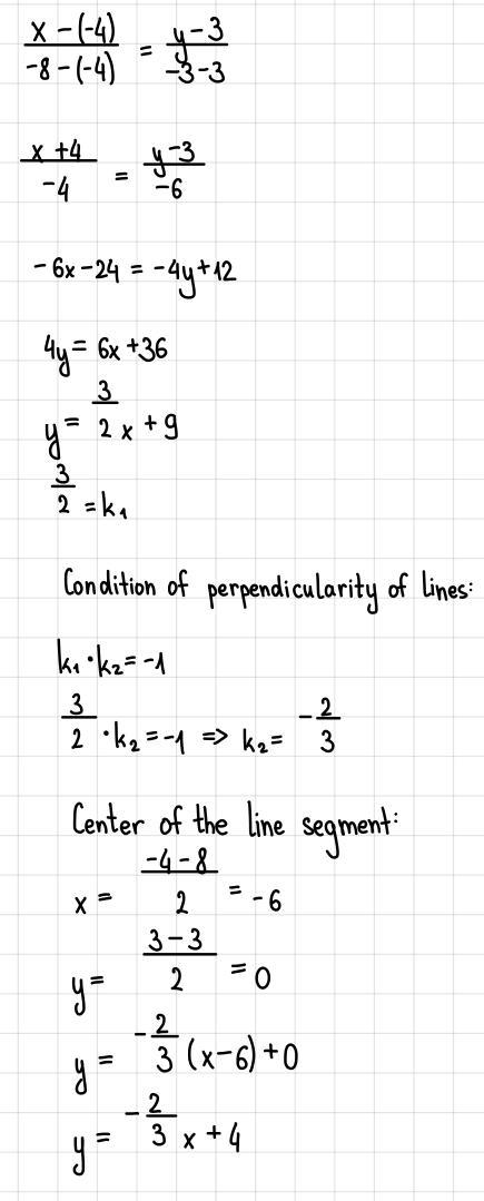 Find an an equation for the perpendicular bisector of the line segment whose endpoints-example-1