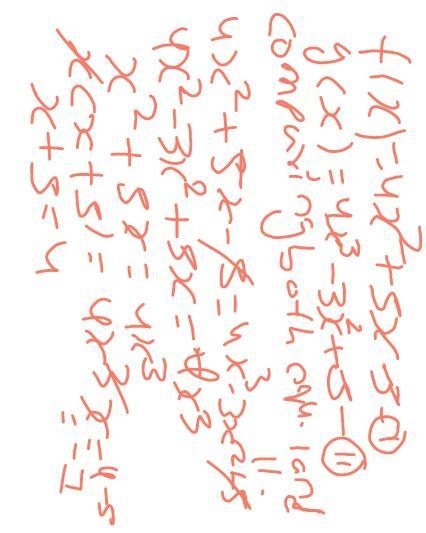 F(x) = 4x² + 5x – 3 g(x) = 4x³ - 3x² +5 Find (f - g)(x). I need asap! Thank you!-example-1