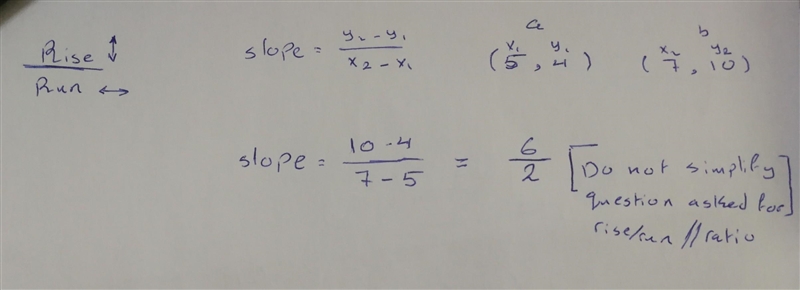 Write your answer as a ratio of rise/run What is the slope of the line that passes-example-1