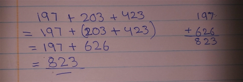 Add the numbers 197,203 and 423 in two ways ​fast-example-1