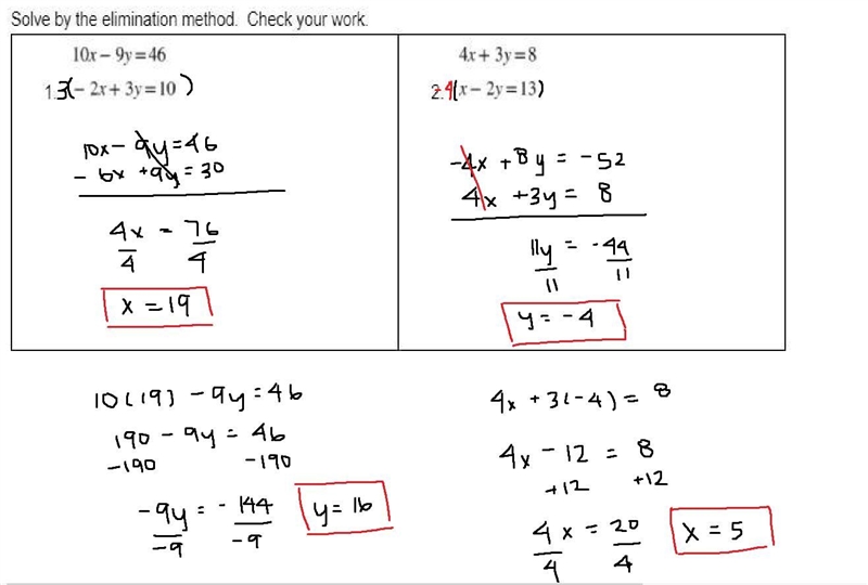 Solve by the elimination method. Check your work.-example-1