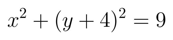 What is the equation for circle centered at (0,-4) with a radius of 3 ?-example-1