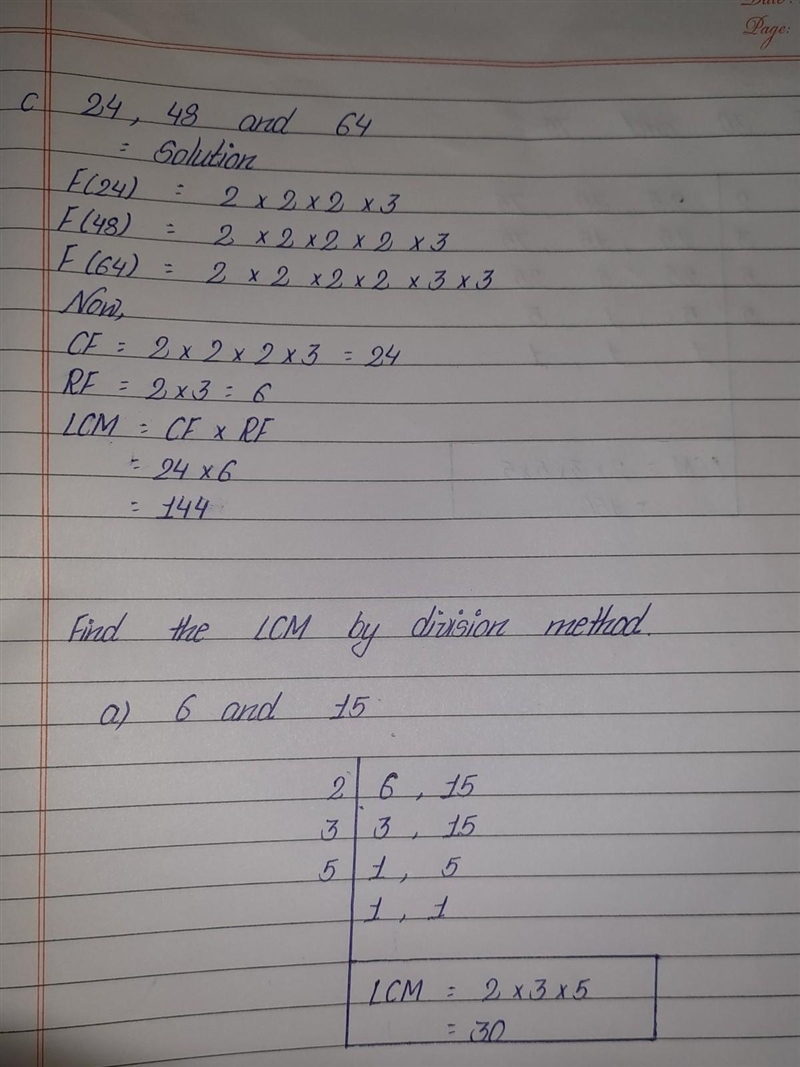 1)Find the L.C.Mof the following set of numbers by prime factorization method: a)6 and-example-3