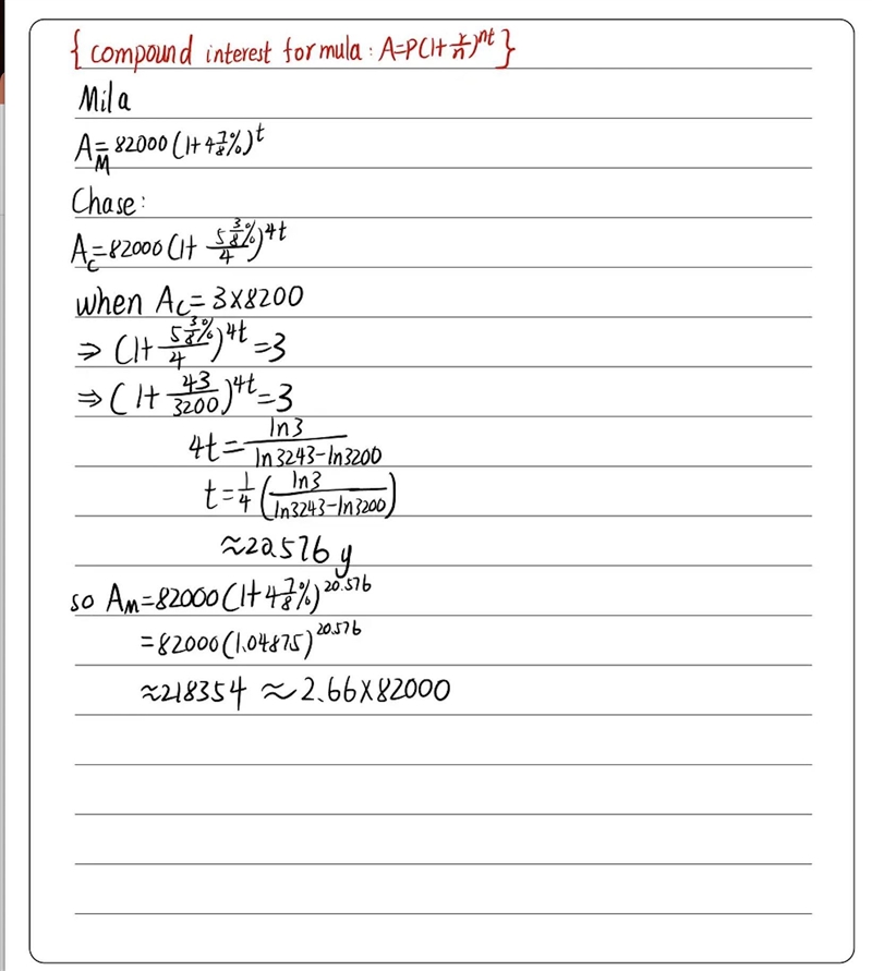 Mila invested $82,000 in an account paying an interest rate of 4 % compounded annually-example-1