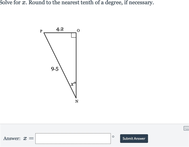 Solve forx. Round to the nearest tenth of a degree, if necessary.-example-1