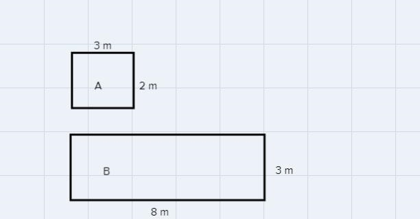 Find the missing measurements in the shape below. Then break apart the shape into-example-1