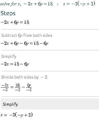 How do you solve for -2x + 6y = 18-example-1