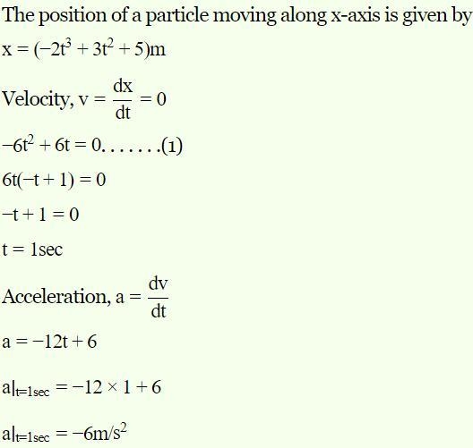 A particle moves along the x-axis with velocity given by v(t) = 3t² + 5t - 2 for t-example-1