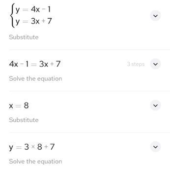 Y=4x-1+ y = 3x +7 i don’t know how to do this and i need steps on how-example-1