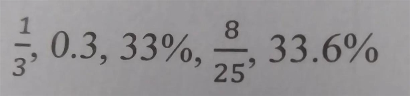 I need to convert the numbers to presents then put them in order least to greatest-example-1