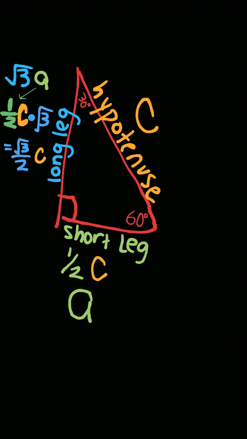 Given the value of the hypotenuse c for a 30°-60°-90° triangle, write the equations-example-1