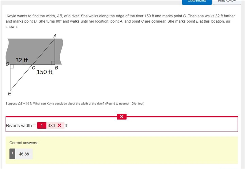 High points please help IMMEDIATELY kayla wants to find the width, AB, of a river-example-1