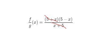 If f(x) = 25 - x^2 and g(x) = x + 5 what is (f/g)(x)? write your answer in simplest-example-1