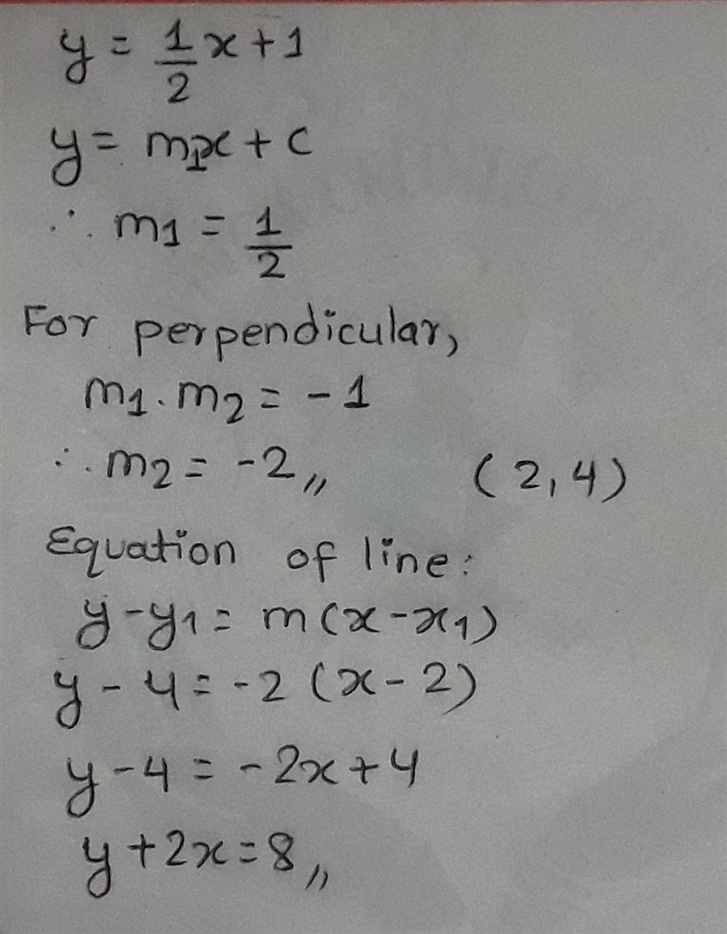 (2, 4); perpendicular to y=1/2x+1-example-1