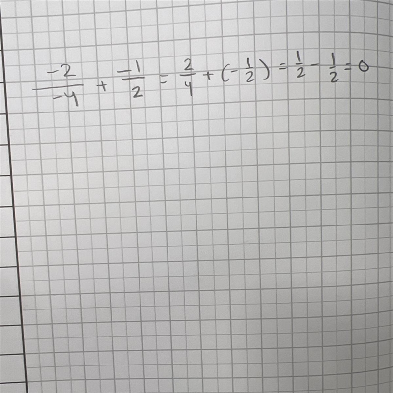 What is -2 over a -4 plus -1 over 2-example-1