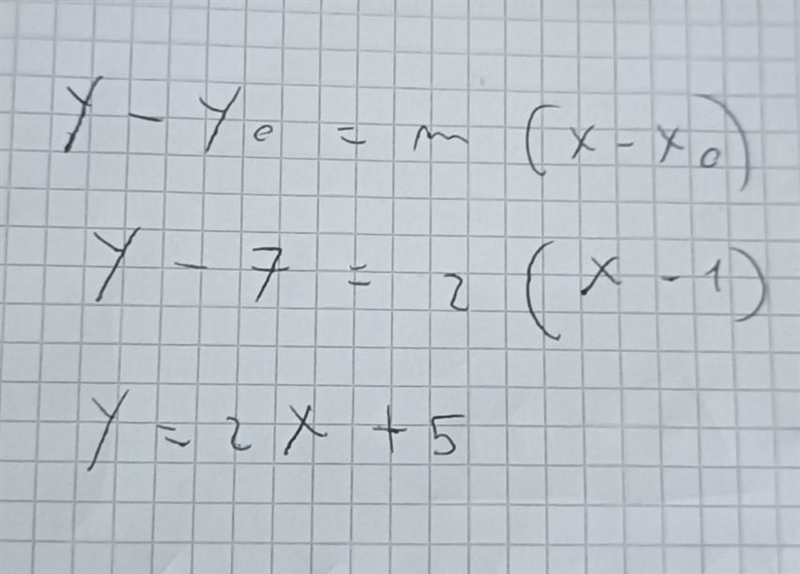 Find the equation of a line that passes through (1,7) and is parallel to the graph-example-1