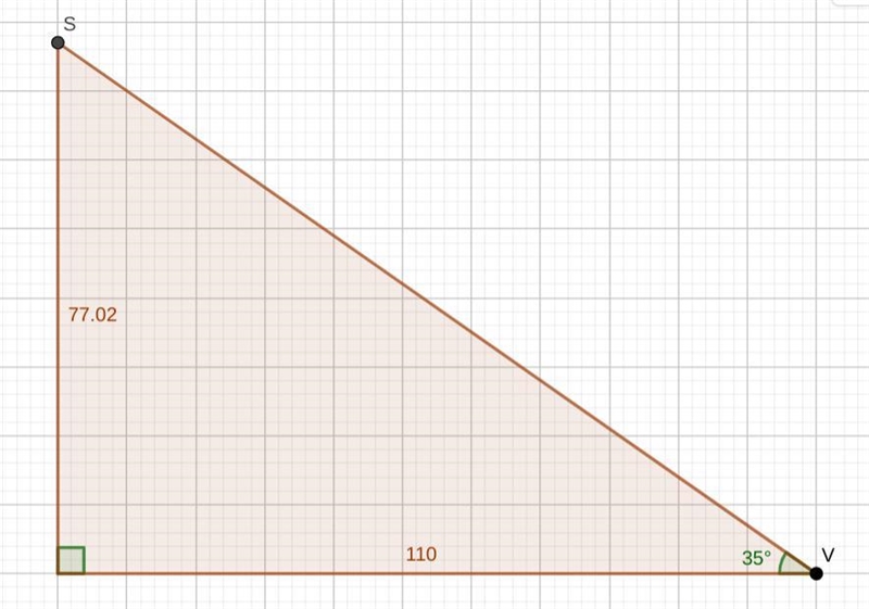 From a distance of 110 m, the angle of elevation to the top spire of a tower is 35°. How-example-1