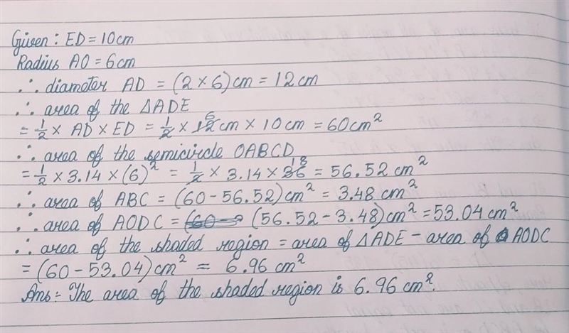 How to calculate the area, in cm of the shaded region​-example-1