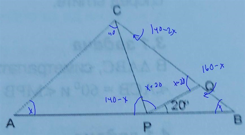 AC = BC, CP = CQ and <BPQ = 20° <ACP = ?°​-example-1