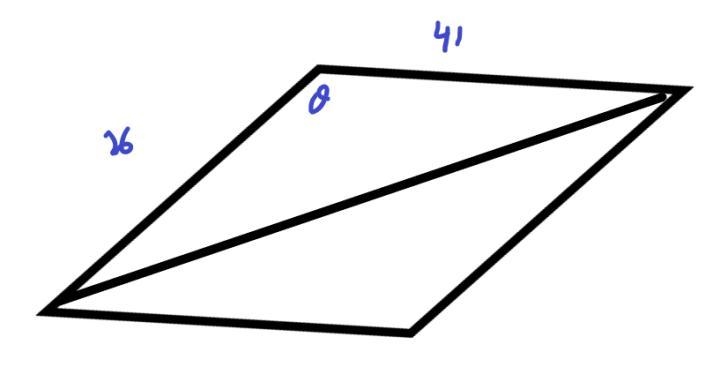 The area of a parallelogram is 914, and the lengths of its sides are 41 and 26. determine-example-2