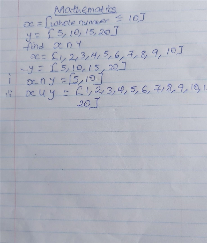 Set X = x is a whole number less than or equal to 10 and set Y = y. a. What is X∩Y-example-1