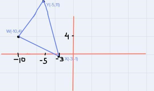 If W (-10,4),X(-3,-1)and Y (-5,11) classify angle WXY by its sides-example-1