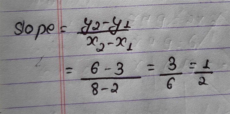 12 What is the slope of the line that passes through the points (2, 3) and (8, 6)?-example-1