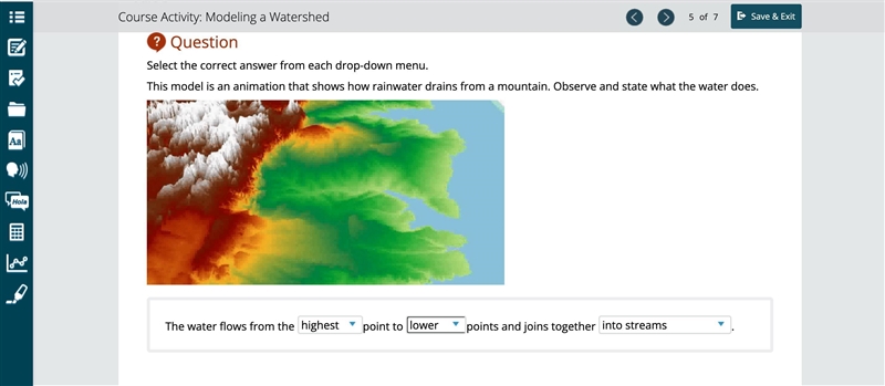 Select the correct answer from each drop-down menu. This model is an animation that-example-1