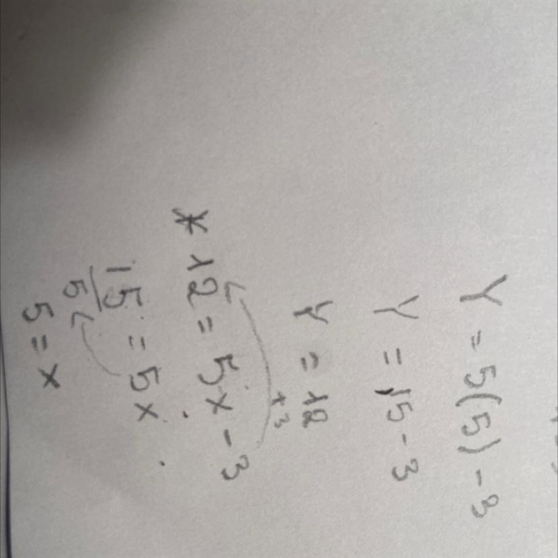 Find the output,y,when the input,x is 5 Y=5x-3-example-1