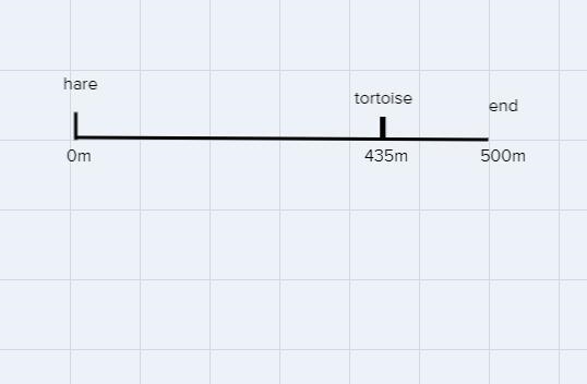 2. The hare has challenged the tortoise to arace. The hare offers the tortoise a 435-meter-example-1