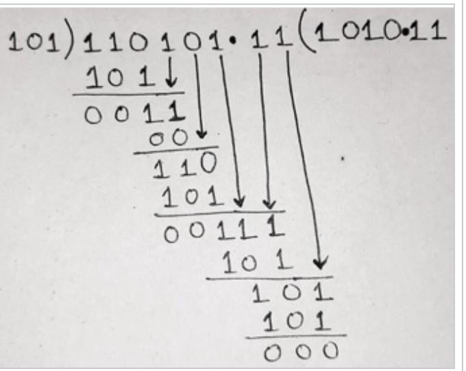 Calculate 1110 ÷ 101 binary number​-example-1